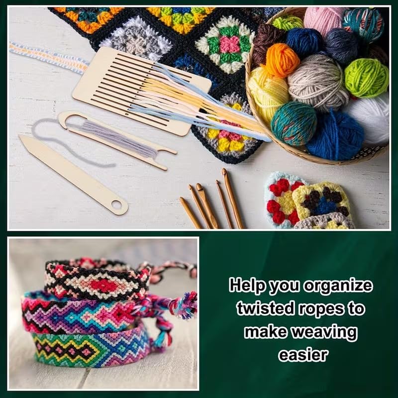 3 Pcs Wooden Knitting Loom Weaving Tools with 4×2 mm Slots – 3.54×4.72×0.1 Inch