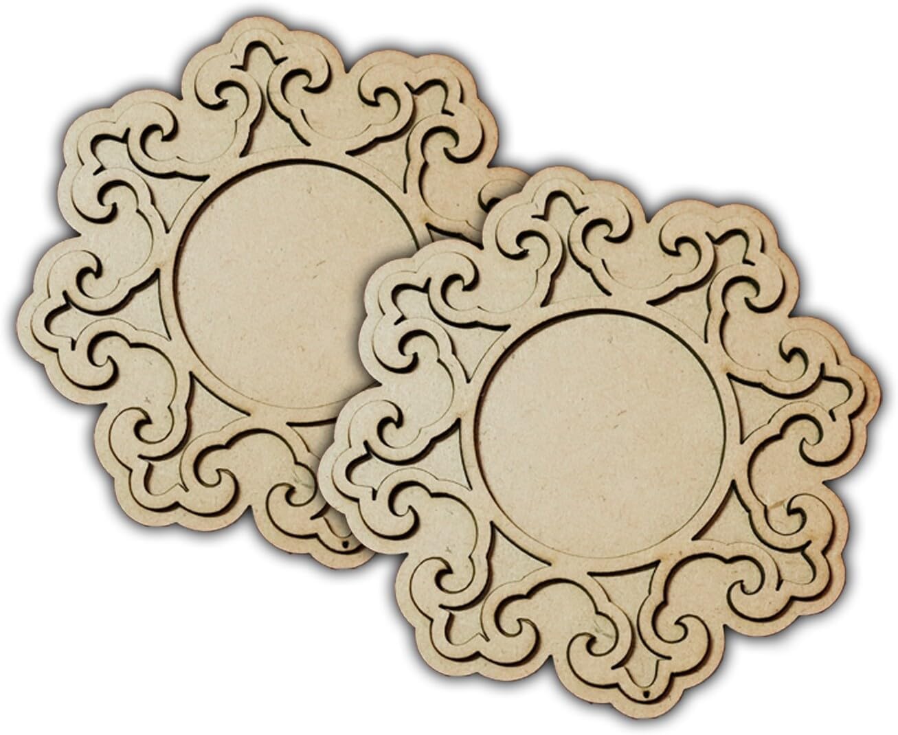 Pack of 2 Wooden Tealight Holders for Home & Office Décor | Pine MDF Elegant Candle Stand for Puja, Diwali, Living Room & Table Decoration