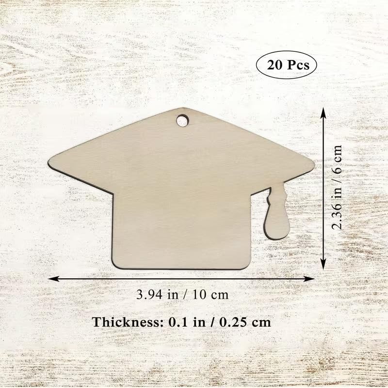 20 Pcs Graduation Cap MDF Wooden Hanging Cutouts