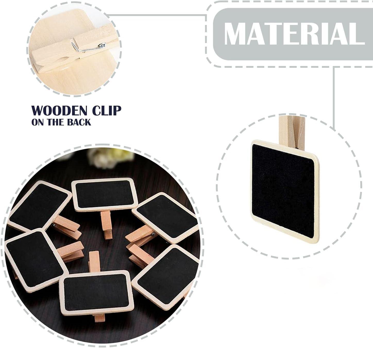 Haoser 12 Mini Retangle Chalkboard Blackboard with Wooden Clip Message Board Signs and Labels Clips|Mini Chalkboard Signs for Food, Memo, Note Taking, Label Signs, Party - 2.7X2 in - Haoser