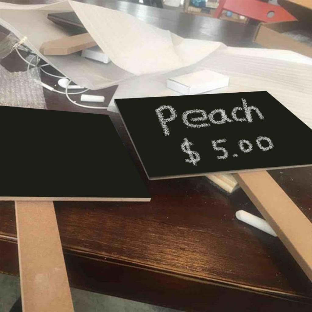 4 Pcs Small MDF Blackboard Chalkboards with Sticks 34CM Total Height Mini Message Boards