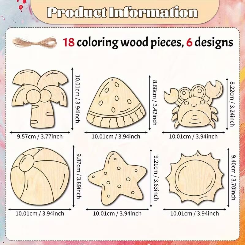 12 Pcs Wooden Craft Kit for Kids – Summer & Holiday DIY Painting Set