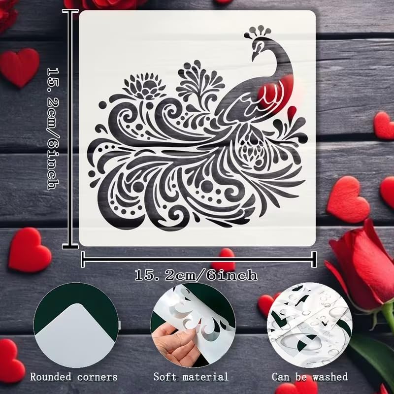 Peacock Painting Stencil | Reusable Plastic Craft Stencil | Decorative Peacock Template