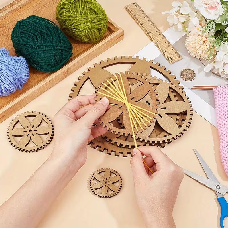 6 Pcs Pine MDF Knitting Loom Set – 2D Flat Weaving Tools in 6 Styles | Wooden Yarn Looms for DIY Crochet