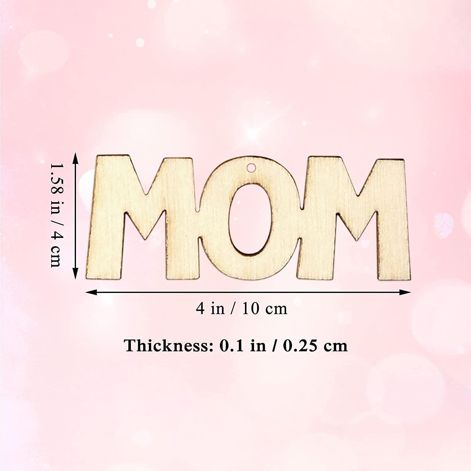Haoser 15 pcs Mom Wood Cutouts DIY Crafts Mother's Day Unfinished Wooden Gift Tags Ornaments for Happy Mother's Day Birthday Party Decoration - Haoser