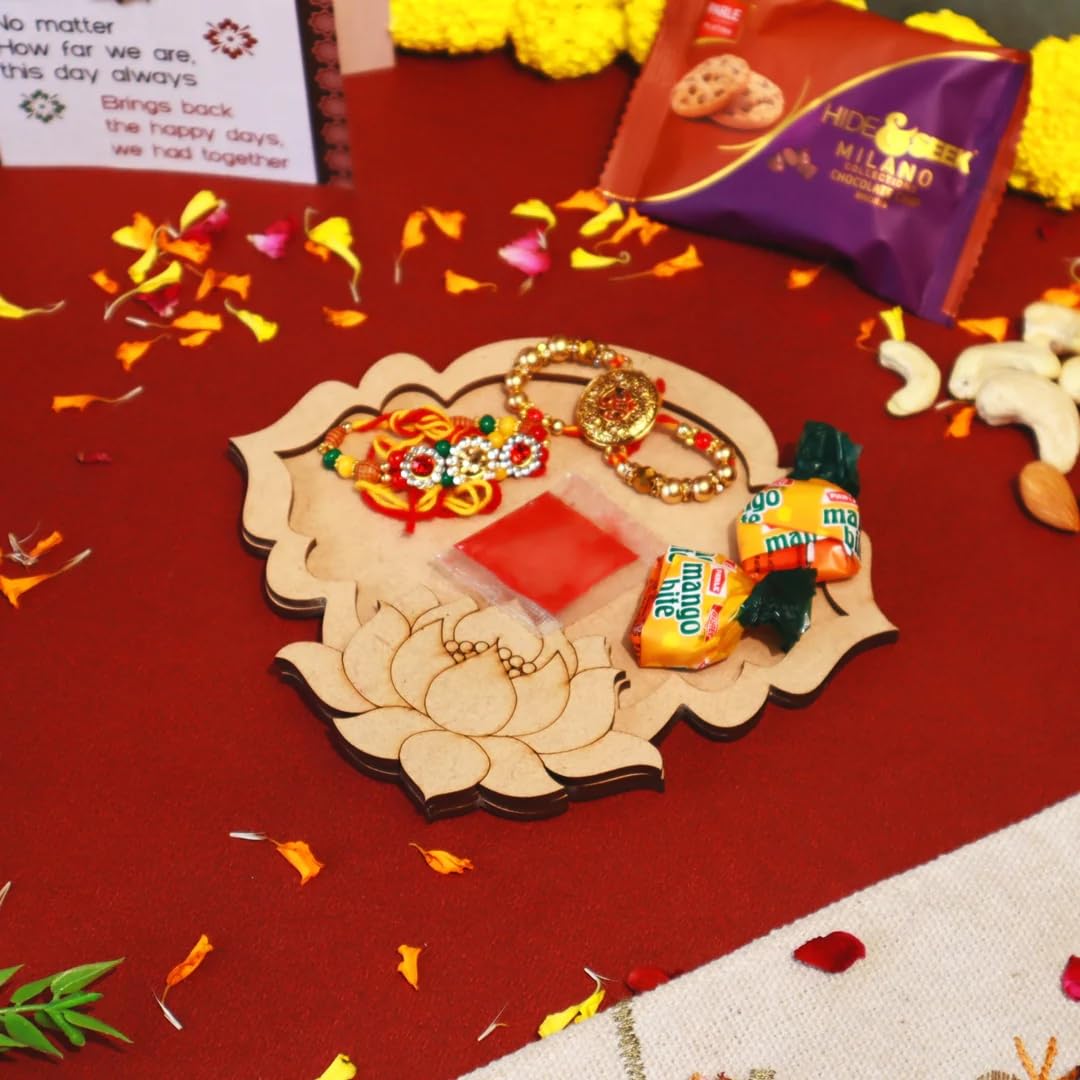 Pack of 2 Mini Platter Photo Magnet – 2-Layer Wooden MDF Gift for Rakshabandhan