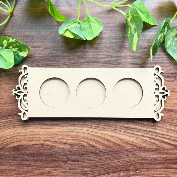 2 Pcs Wooden MDF Tea Light Holder 6x6 Inch – 3 Layered Nested Mandala Design Candle Holder for Diwali, Pooja, Home Decor