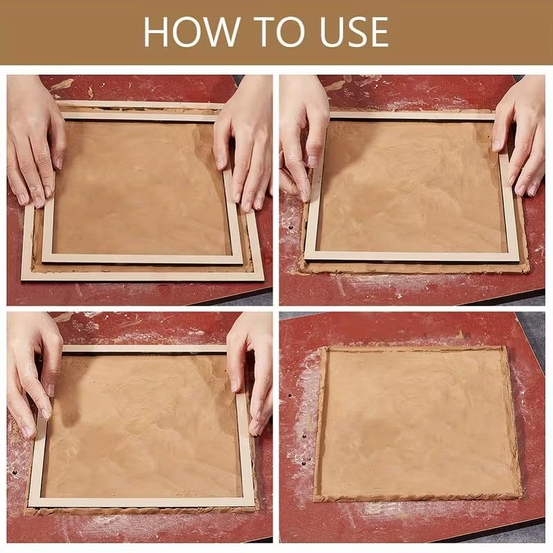 7 Pcs Wooden Plate Guide Set, Square Pottery Frame Tools for Slab Building