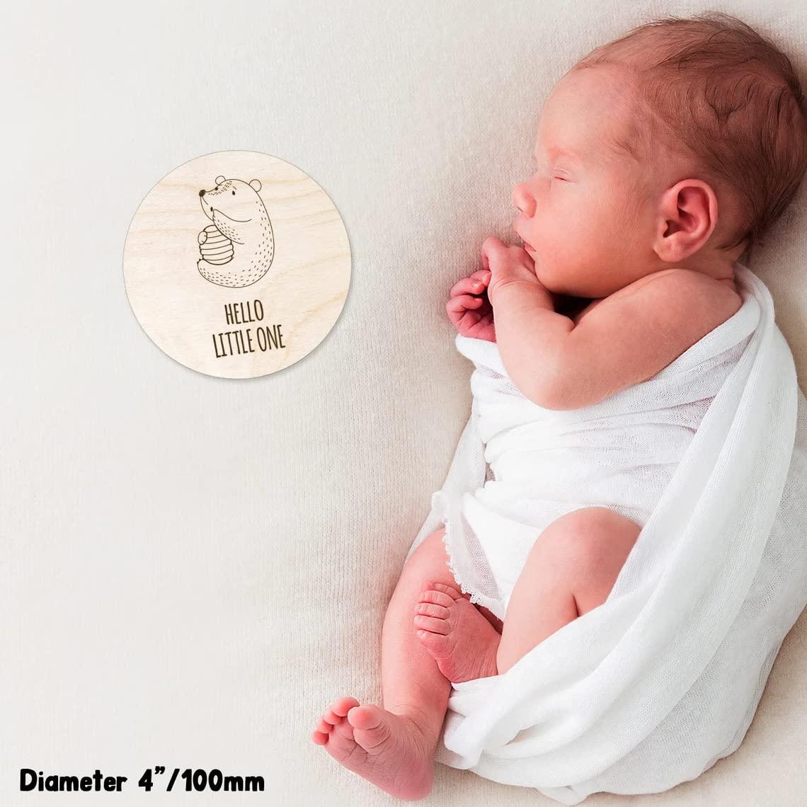 Haoser 12 Pcs/Set Newborn Birth Month Birthday Milestone Wooden Card Baby Kids Photography Props Toy,Baby Shower Gift, Gender Neutral Gift - Haoser