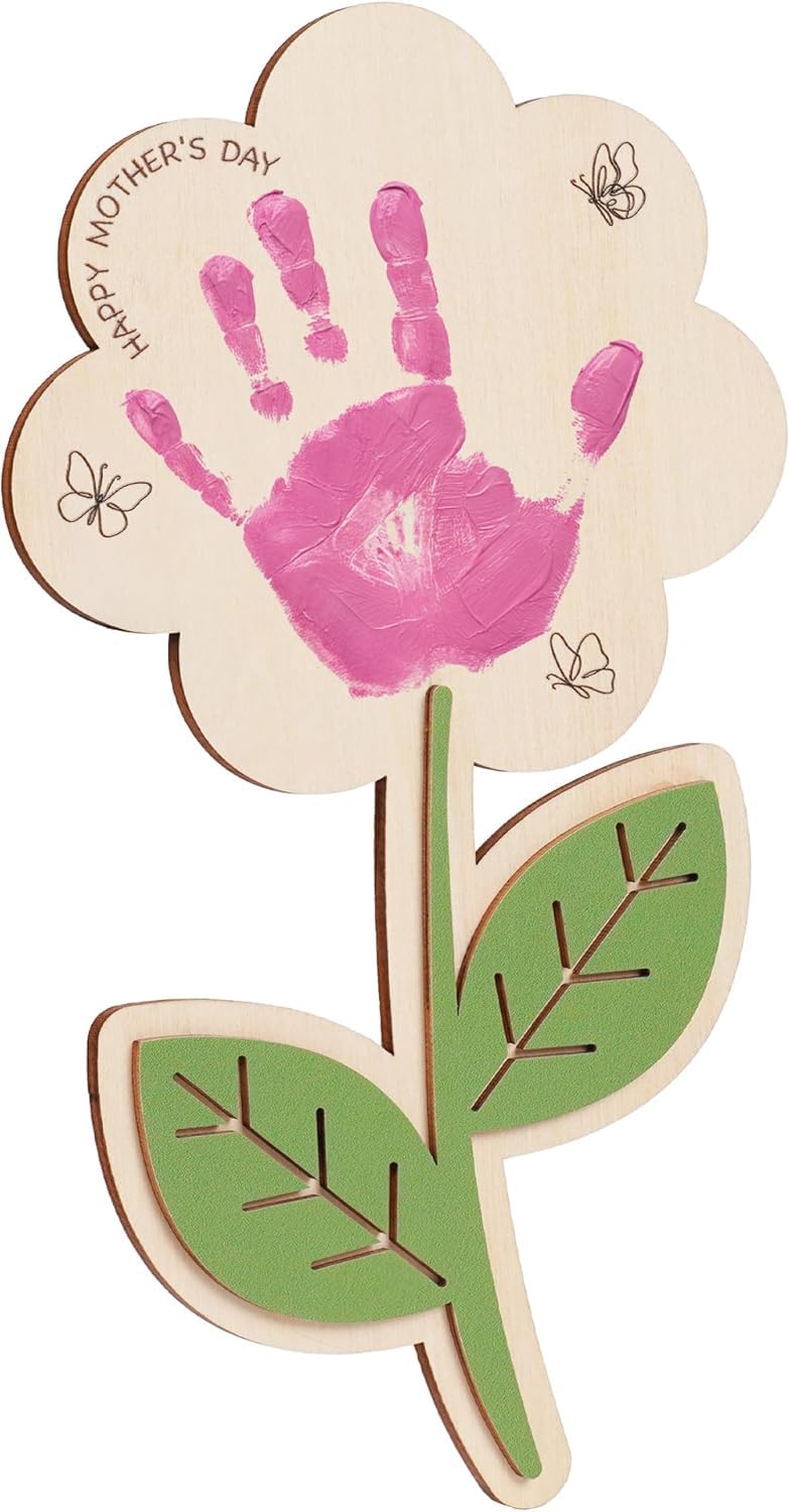 DIY Mothers Day Handprint Wooden Flower Craft for Kids | Rose Bouquet Keepsake
