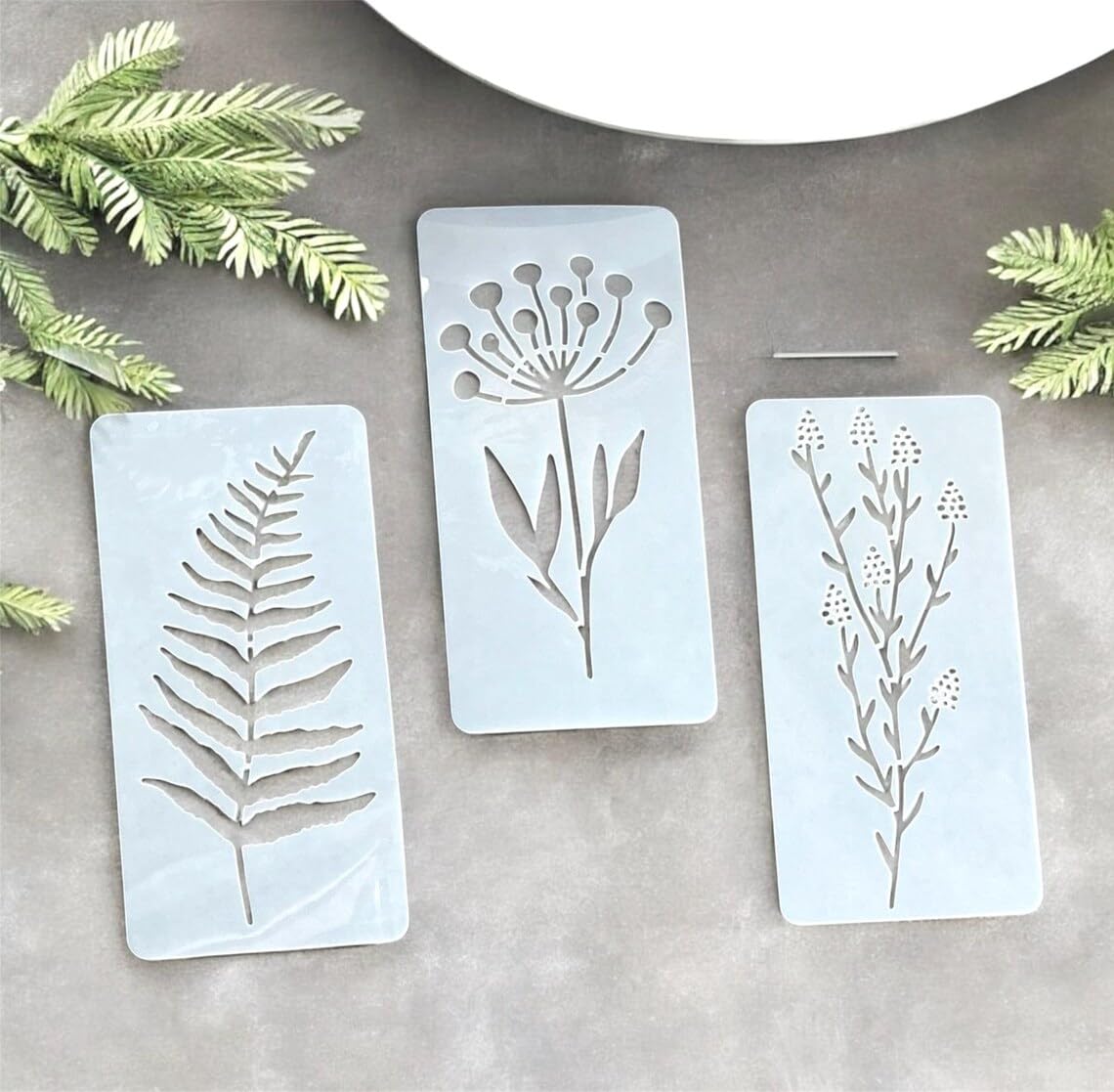 Pcs 3 Floral Stencils for Painting on Walls, Wood, Fabric | 12x6.5 cm Reusable Craft Templates for DIY, Journaling, Scrapbooking, Rangoli, Home Decor, Mandala & Art Projects