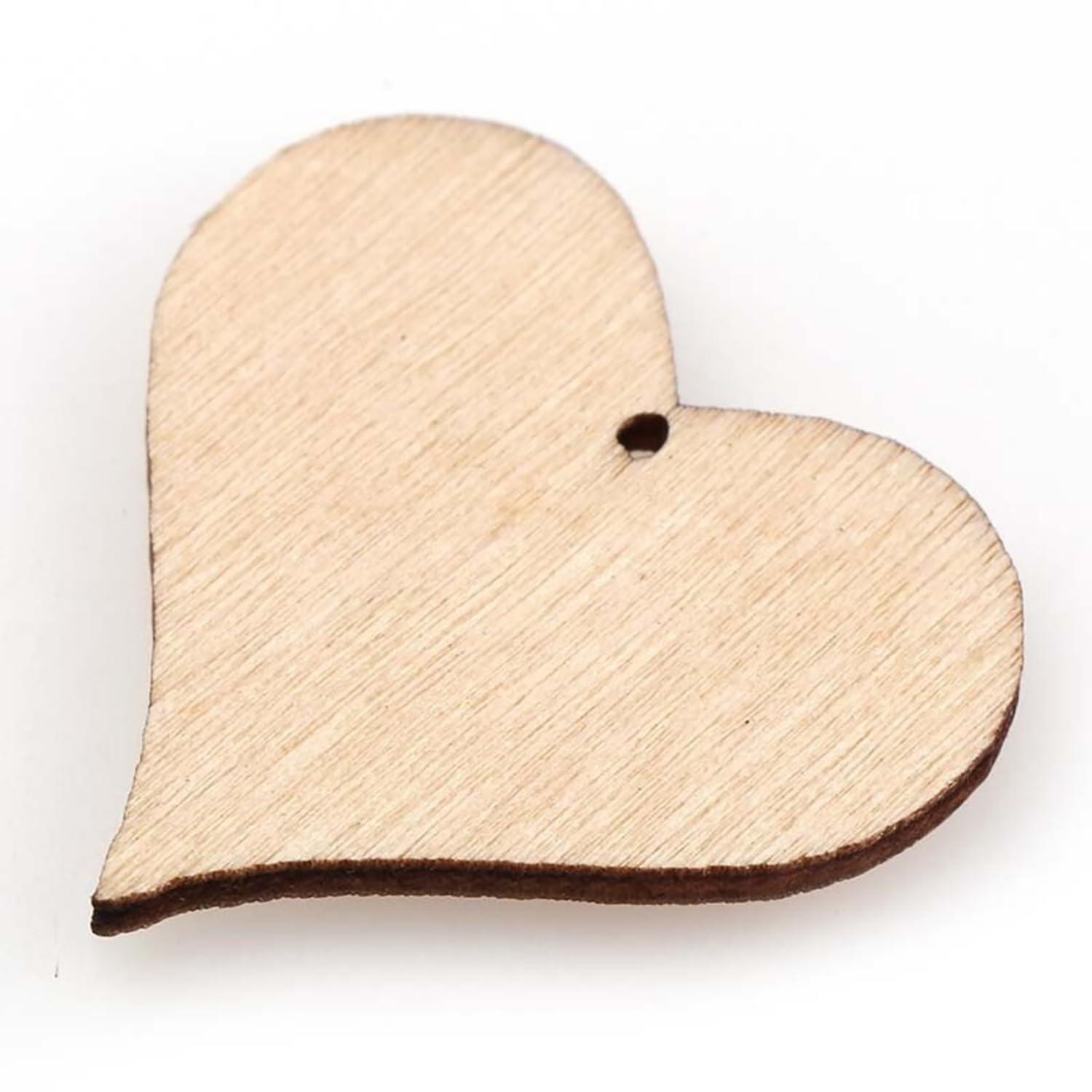 Haoser Unfinished Blank Love Heart Wood Pieces, Heart Shape Wooden Crafts Coasters for DIY Architectural Models Drawing Painting Wood Engraving Wood Burning Laser Scroll Sawing - Haoser