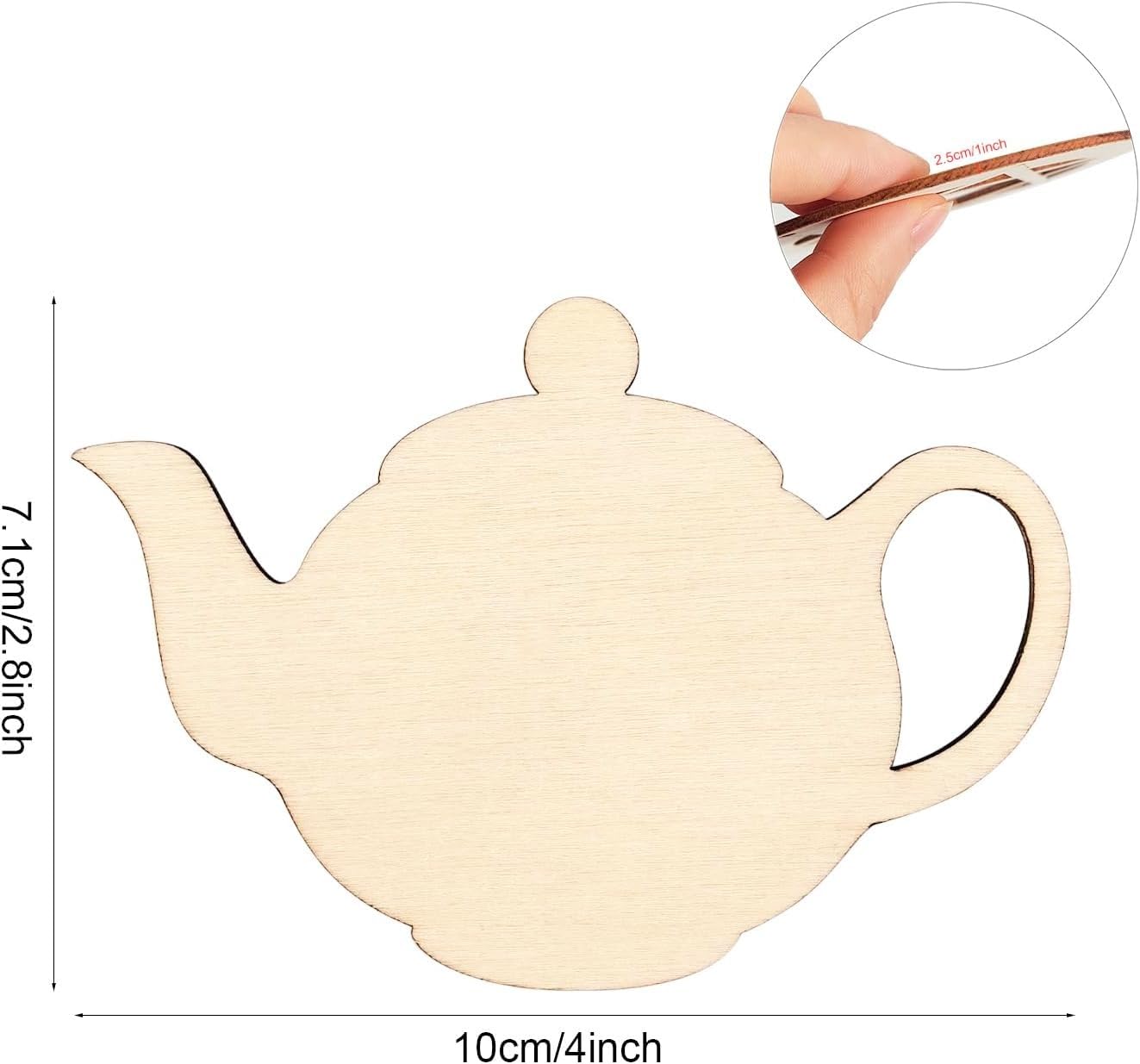 30 Pcs Wooden Teapot Cutouts for DIY Craft | Unfinished Teapot Shape Wooden Hanging Ornaments
