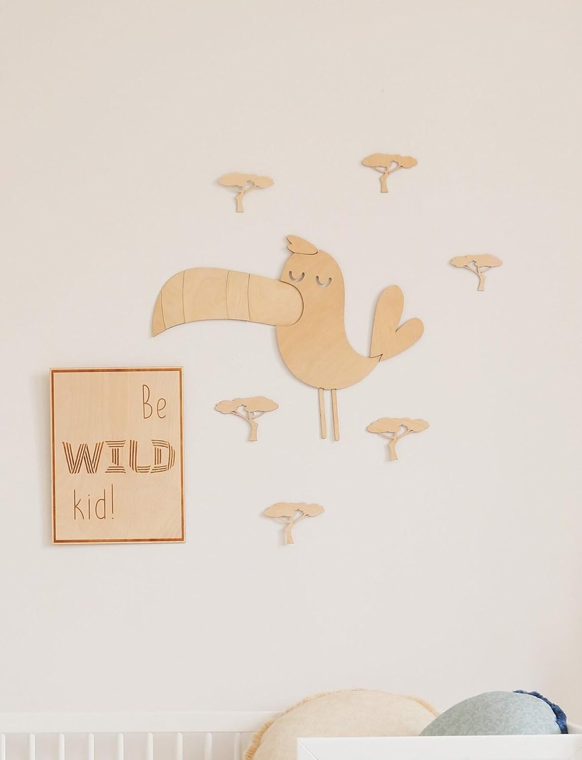 7 Pcs Safari Theme Wooden Wall Decor for Kids Room | Jungle Animal Nursery Wall Art