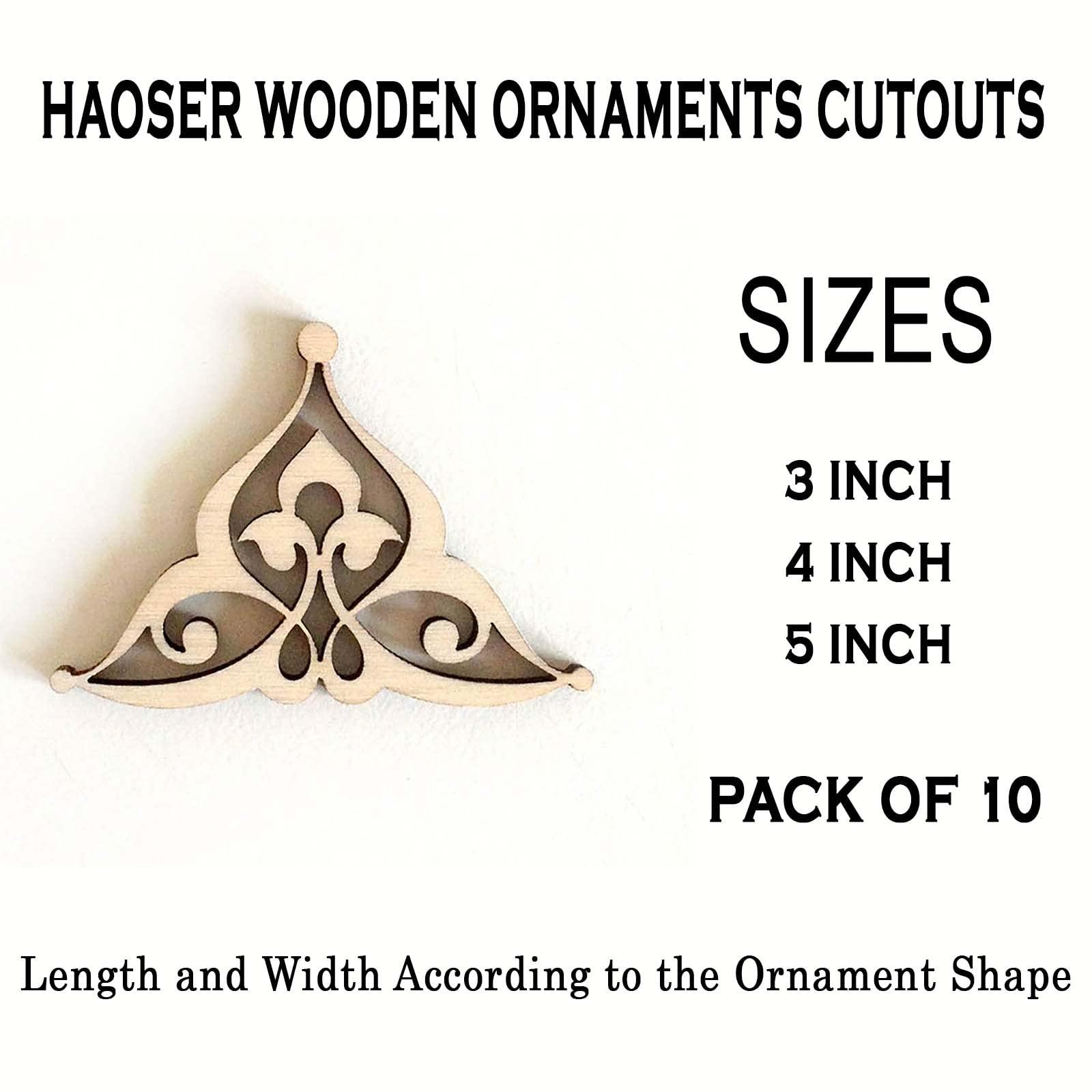 Haoser Wooden Ornaments Cutouts for Home Decor, Laser Cut Wood Cutouts for DIY Craft Project (Ornament-7) - Haoser