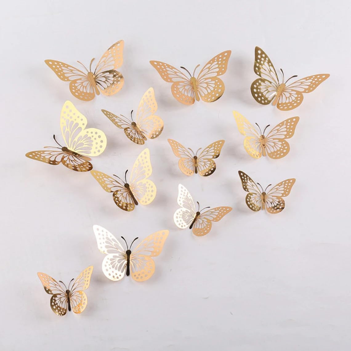 3D Butterfly Wall Decor – Set of 18 Metallic Butterflies in Gold, Silver & Rose Gold