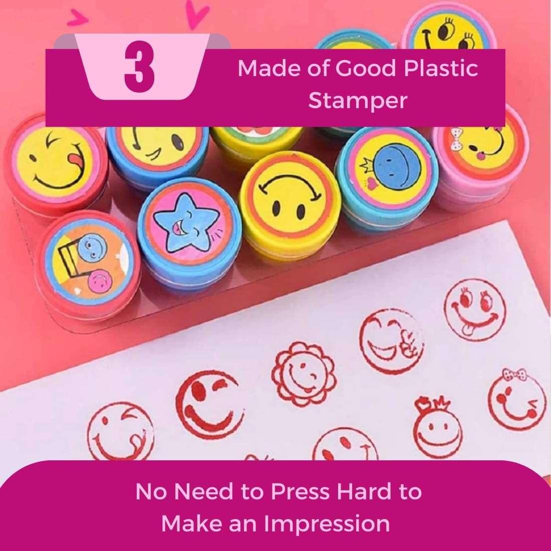 Haoser 8 Piece Stamps for Kids Emoji and Motivation Reward | Emoji Stamper for Kids -Plastic Stamper Toys Art and Craft School Toys for Kids/Boys/Girls - Haoser