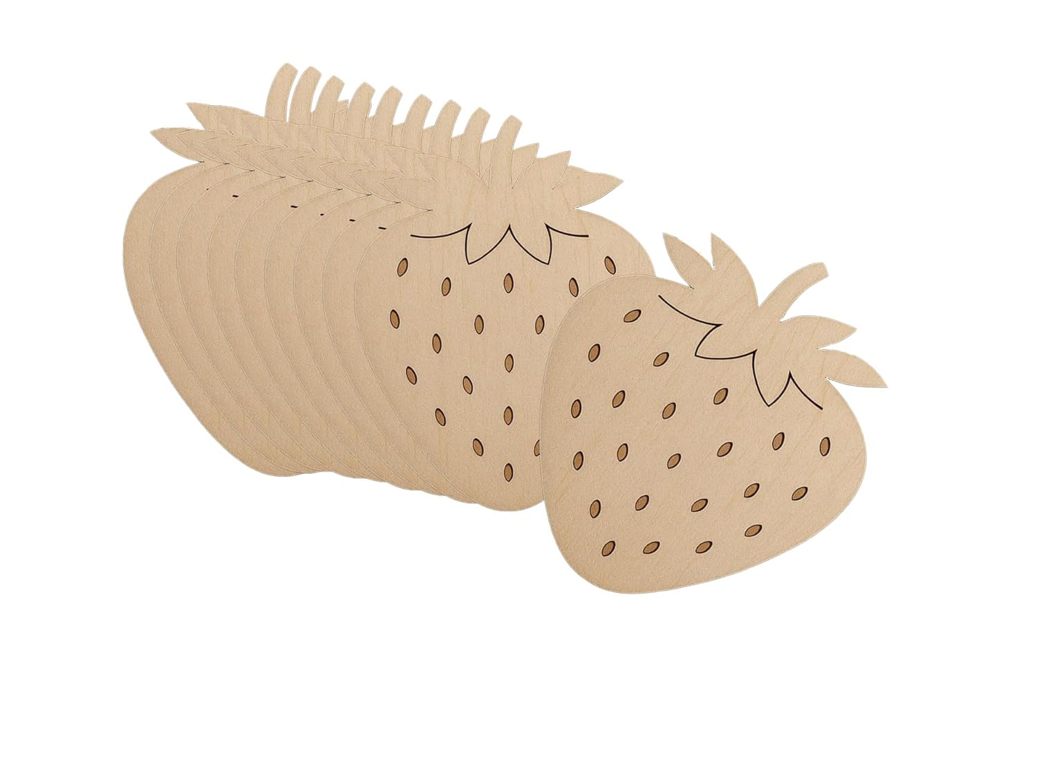 10 Pcs Strawberry Wooden Craft Blanks | 4 Inch MDF Strawberry Cutouts | DIY Fruit Craft Shapes for Painting
