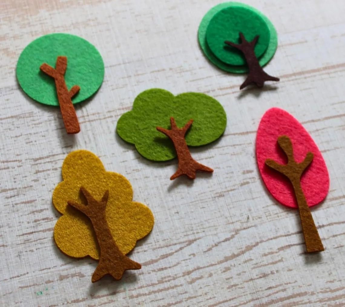 Felt Tree Cutouts – 5 Types of Trees for Crafts, Scrapbooking, Busy Book & Pretend Play