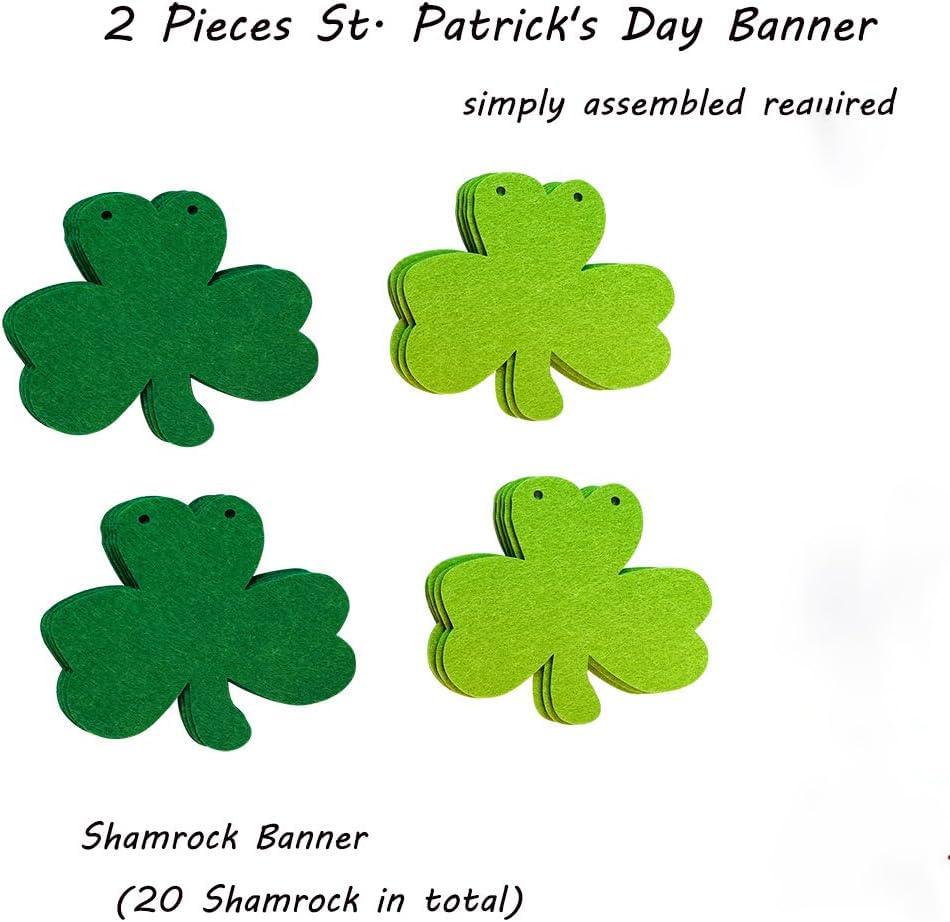 Haoser St. Patrick's Day Decorations Felt Shamrock Clover Garland Banner for St.Patrick's Day Lucky Shamrock Banner Garland for Irish Party Supplies D?cor-20 pc - Haoser