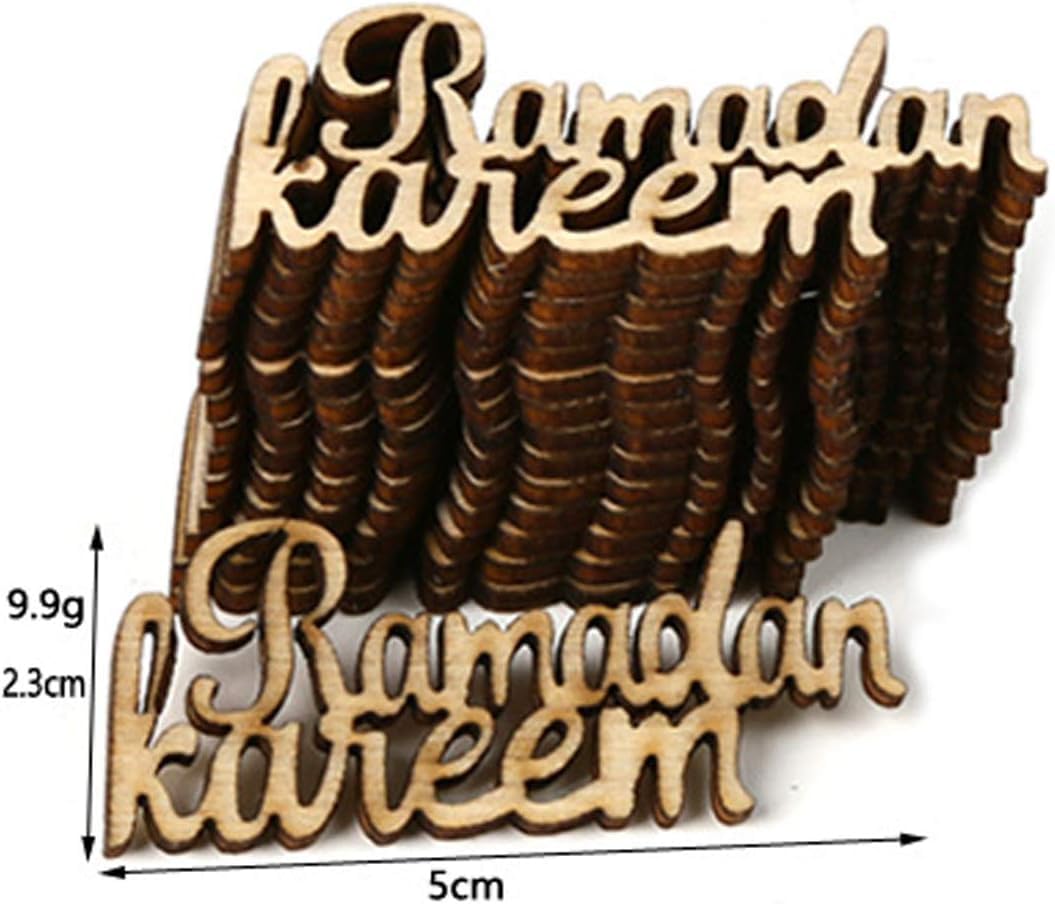 Haoser Unfinished Eid Ramadan Kareem Wooden Ornament Decorations,DIY Muslim Party Decorations Islamic Home Decor & Gifts Paintable Wooden Craft Decorations 10Pcs|Ramadan Decor Cutouts