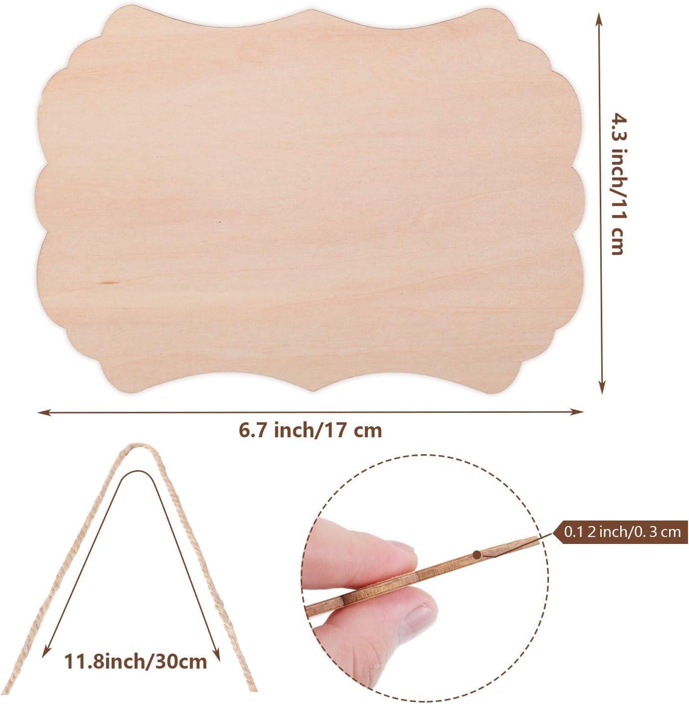Haoser 15 Pcs Unfinished Wood Sign Blank Wood Blanks Wooden Plaque for Craft Oval Hanging Wood Sign 9 x 6 in Rectangle Shaped Wood Plaque Wood Ornaments Wood Slices for DIY Painting Writing Decoration - Haoser