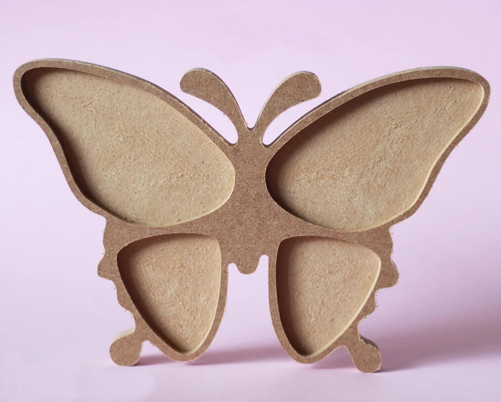 Haoser 5 Pieces Butterfly Unfinished Wooden Blank Wood Butterfly Shaped Slices Cutouts for Birthday DIY Painting Tags Wedding Home Decorations, 22cm - Haoser