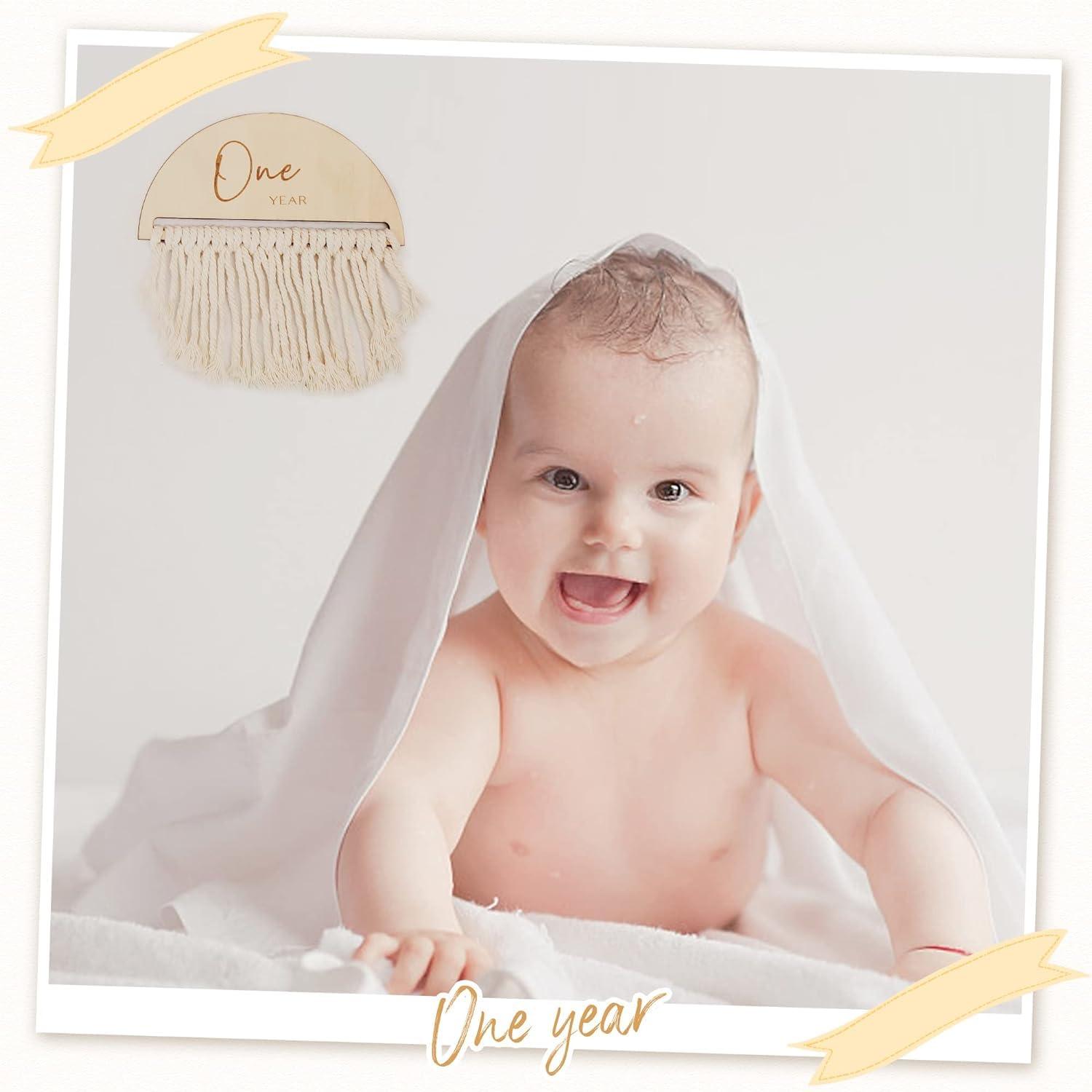 Haoser Boho 13Pcs Baby Photo Shoot Props Milestone Cards with Tassel