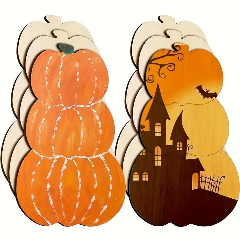 10 Pcs Pumpkin Wooden Cutouts for DIY Craft | MDF Craft Shapes