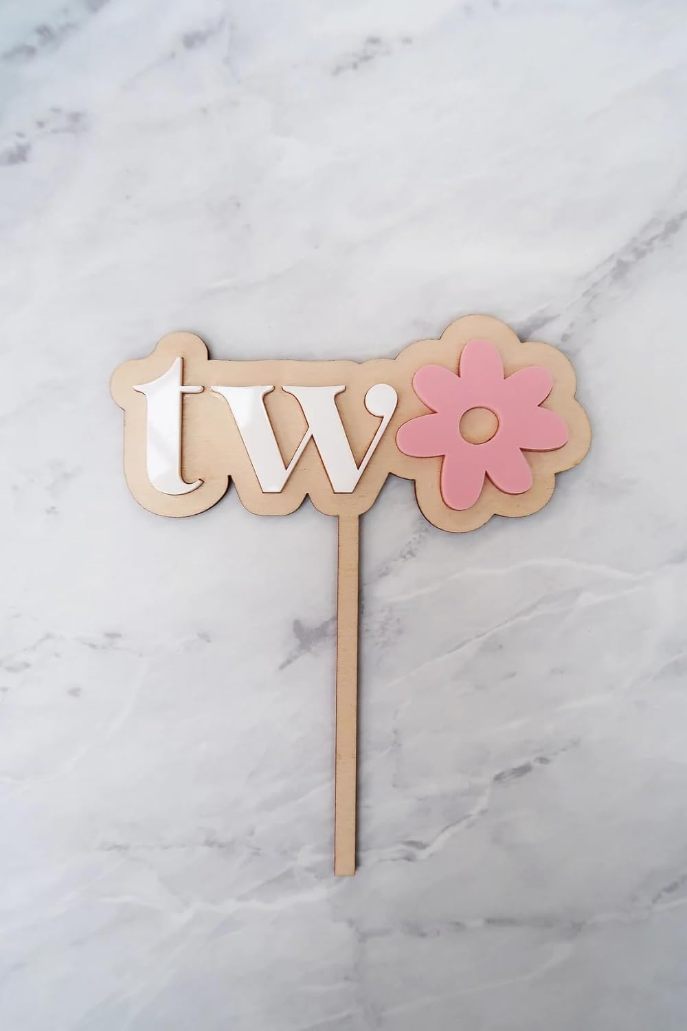 Pack of 2 Cake Toppers – 1st & 2nd Birthday Theme | First and Second Birthday Cake Decoration | 6 Inch Wooden Cake Topper | Floral Party Prop