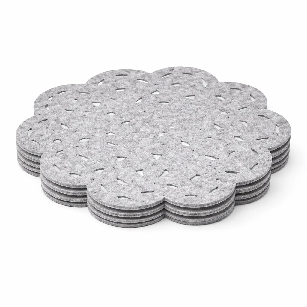 Set of 4 Cloud Shaped Felt Placemats for Kids | Soft Washable Grey Dining Mats