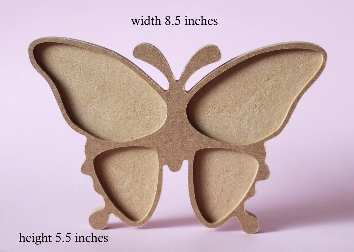 Haoser 5 Pieces Butterfly Unfinished Wooden Blank Wood Butterfly Shaped Slices Cutouts for Birthday DIY Painting Tags Wedding Home Decorations, 22cm - Haoser