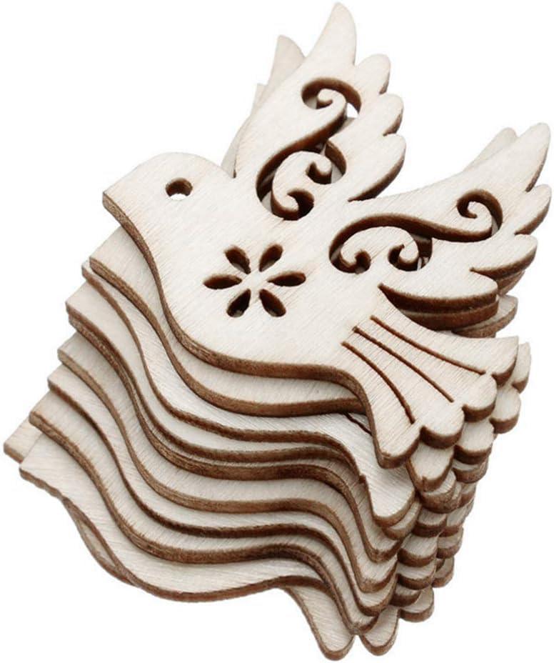 ?Haoser 20 Piececs Bird Wood DIY Crafts Cutouts Wooden Dove Shaped Hanging Ornaments,Birds Cutouts Decoration - Haoser