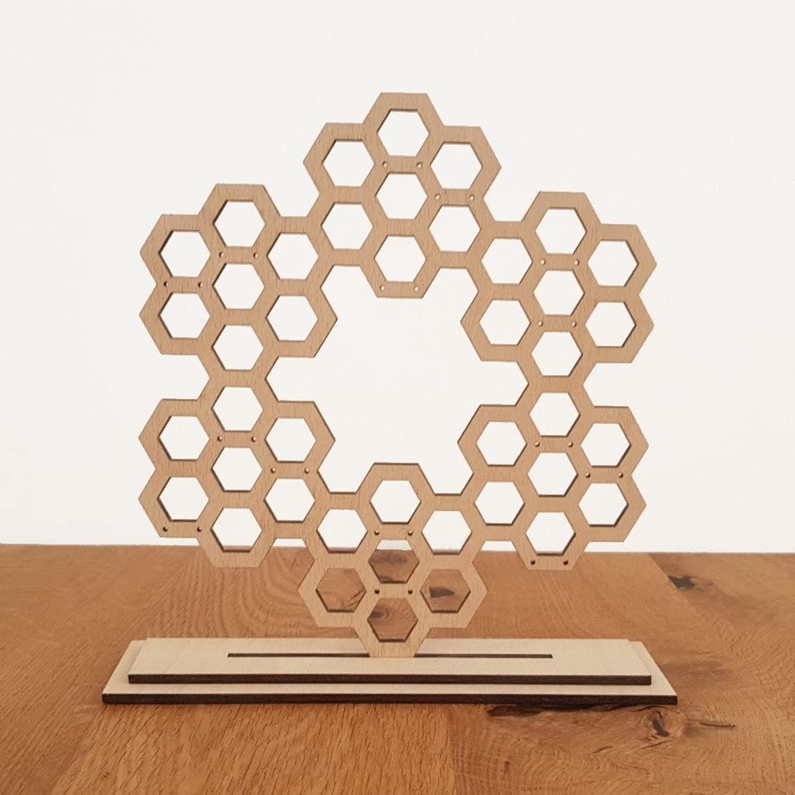 Haoser Wooden Earring Display Stand, Honeycomb Earring Organizer Earring Display Wood Hanging Jewelry Organizer for Stud Earrings (Earring Holder-7) - Haoser