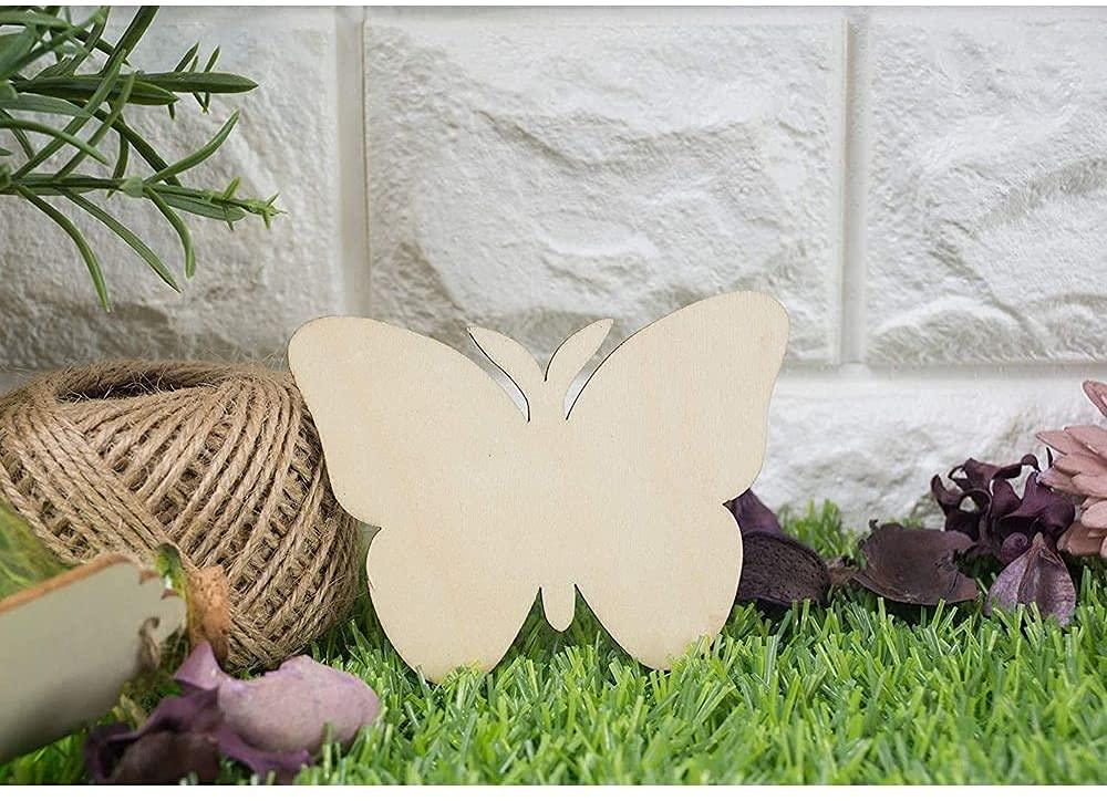 Haoser Wooden Butterfly Coutout Set for DIY Arts Craft Project, Unfinished Butterflies Versatile Wooden Set (3.7 x 2.7 in, 24 Pcs) - Haoser
