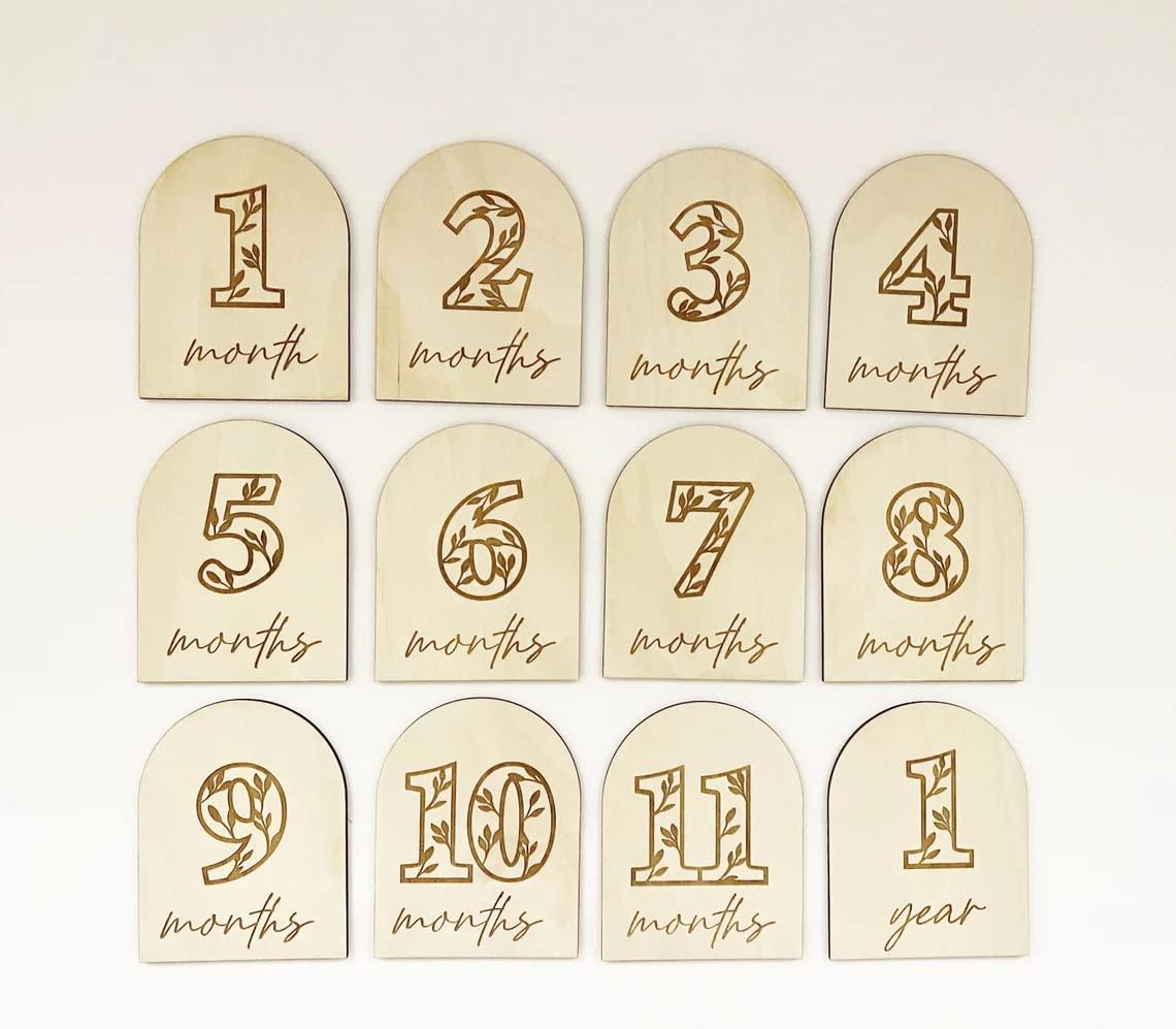 Haoser Baby Milestone Cards, Wooden Milestone Signs, Monthly Photos, Baby Shower Gift, Newborn Photo Props, Baby Monthly Milestone Markers ,Photo Posing Props - Haoser