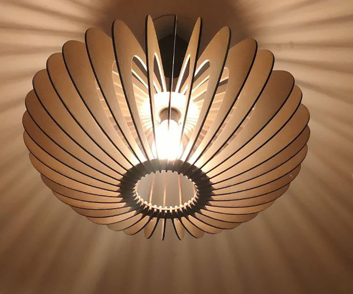 Haoser Wooden One Light Hanging Ceiling Lamp for Living Room, Distressed Pine MDF Wood Pendant Lighting Fixtures, Dining Room, Bedroom and Foyer (LxW-20x24inch) - Haoser