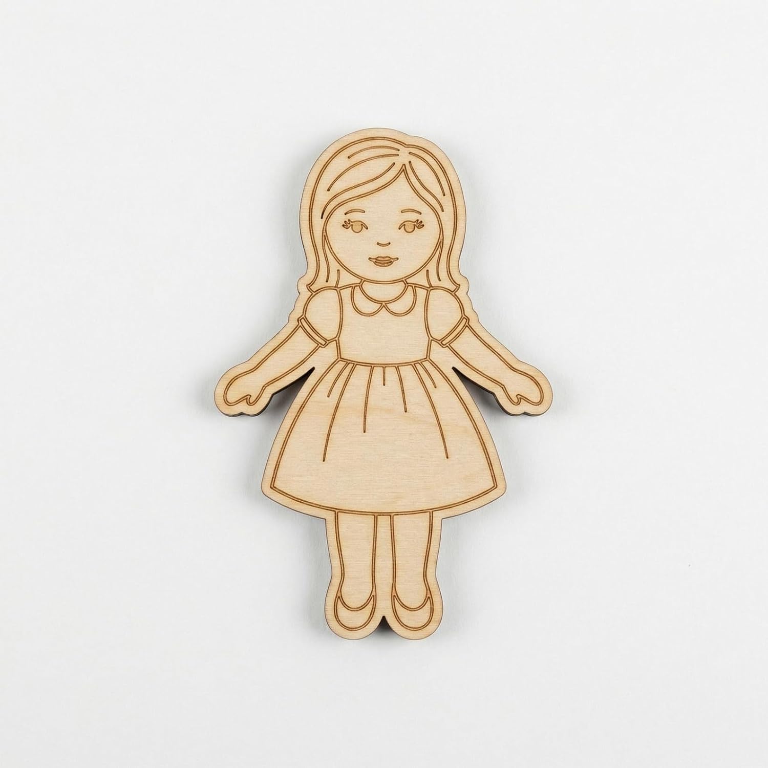 5 Pcs Wooden Girl Shape Cutouts for DIY Craft | Unfinished Doll Figure Silhouette for Painting