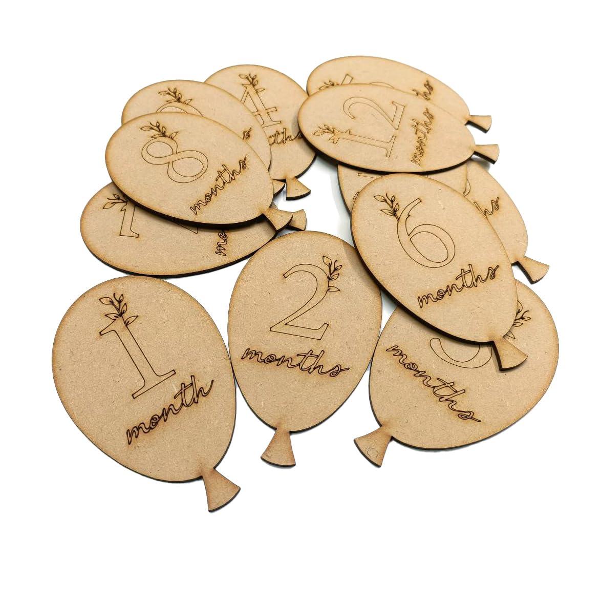 Haoser Baby Monthly Milestone Cards,Wooden Balloon milestones Discs, Congratulations Pregnancy Gift, Baby Shower Gift,Newborn Birth Announcement Sign - Haoser