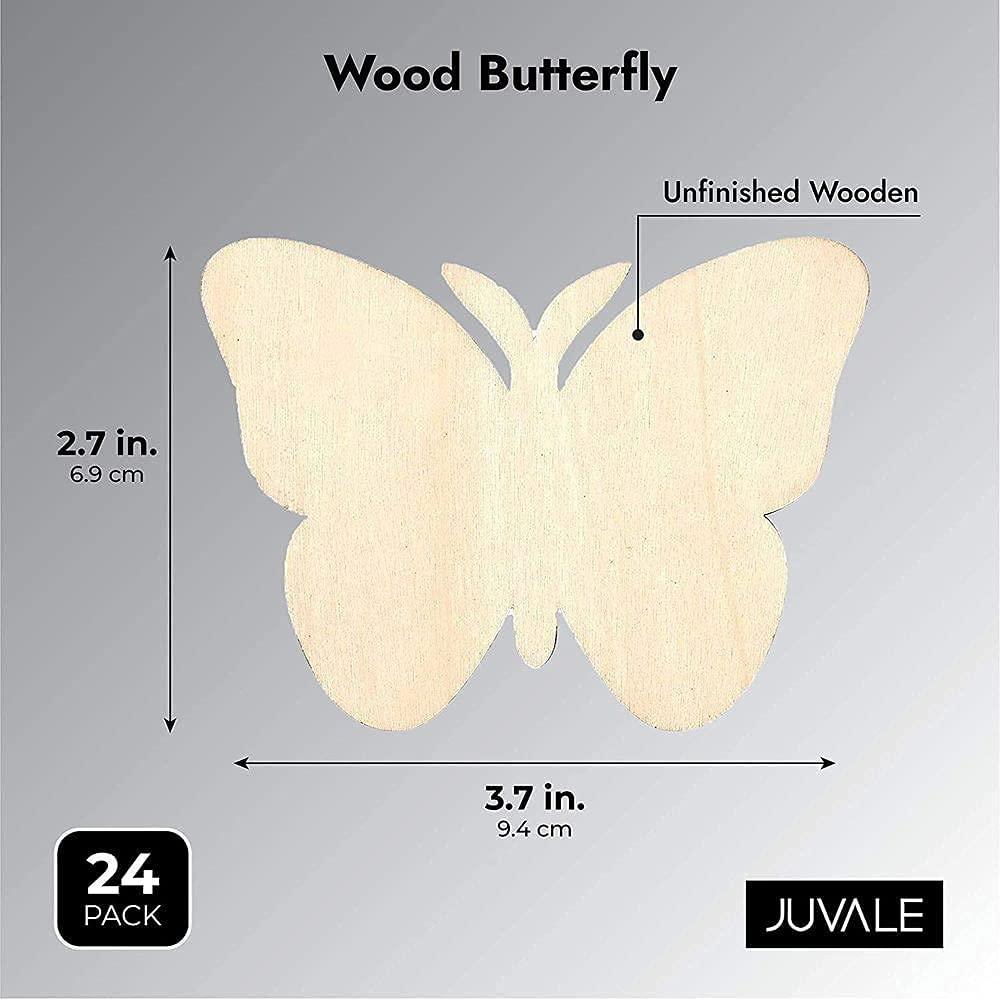 Haoser Wooden Butterfly Coutout Set for DIY Arts Craft Project, Unfinished Butterflies Versatile Wooden Set (3.7 x 2.7 in, 24 Pcs) - Haoser