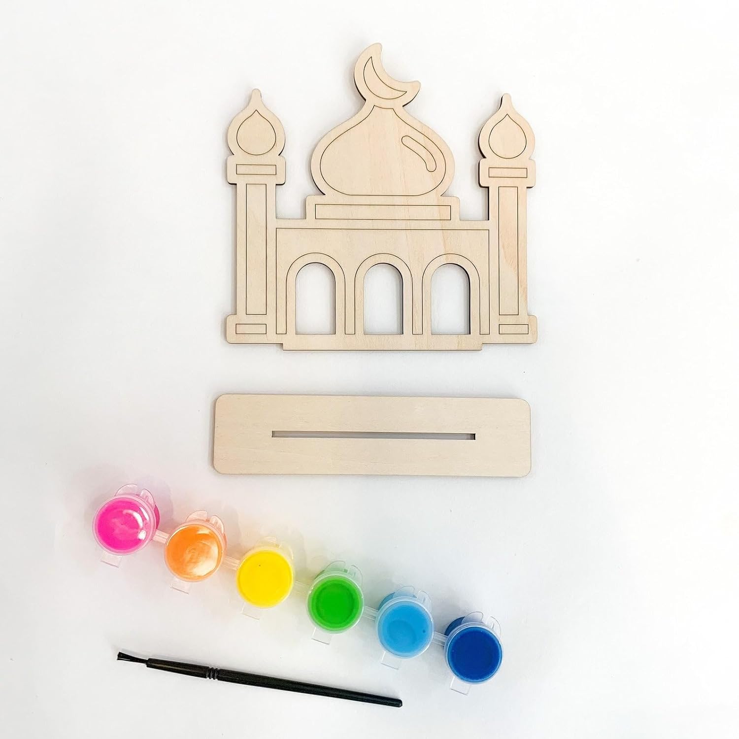 Ramadan & Eid Islamic Activity for Kids | Ramadan Wooden Decoration Mosque Wood Puzzle Craft Set with Paints | Eid & Ramadan Gift