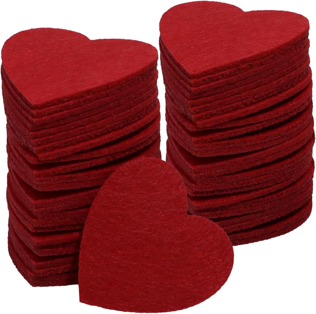 50 Pcs Felt Heart Cutouts – 2 Inch Valentine’s Day Decorations for Crafts