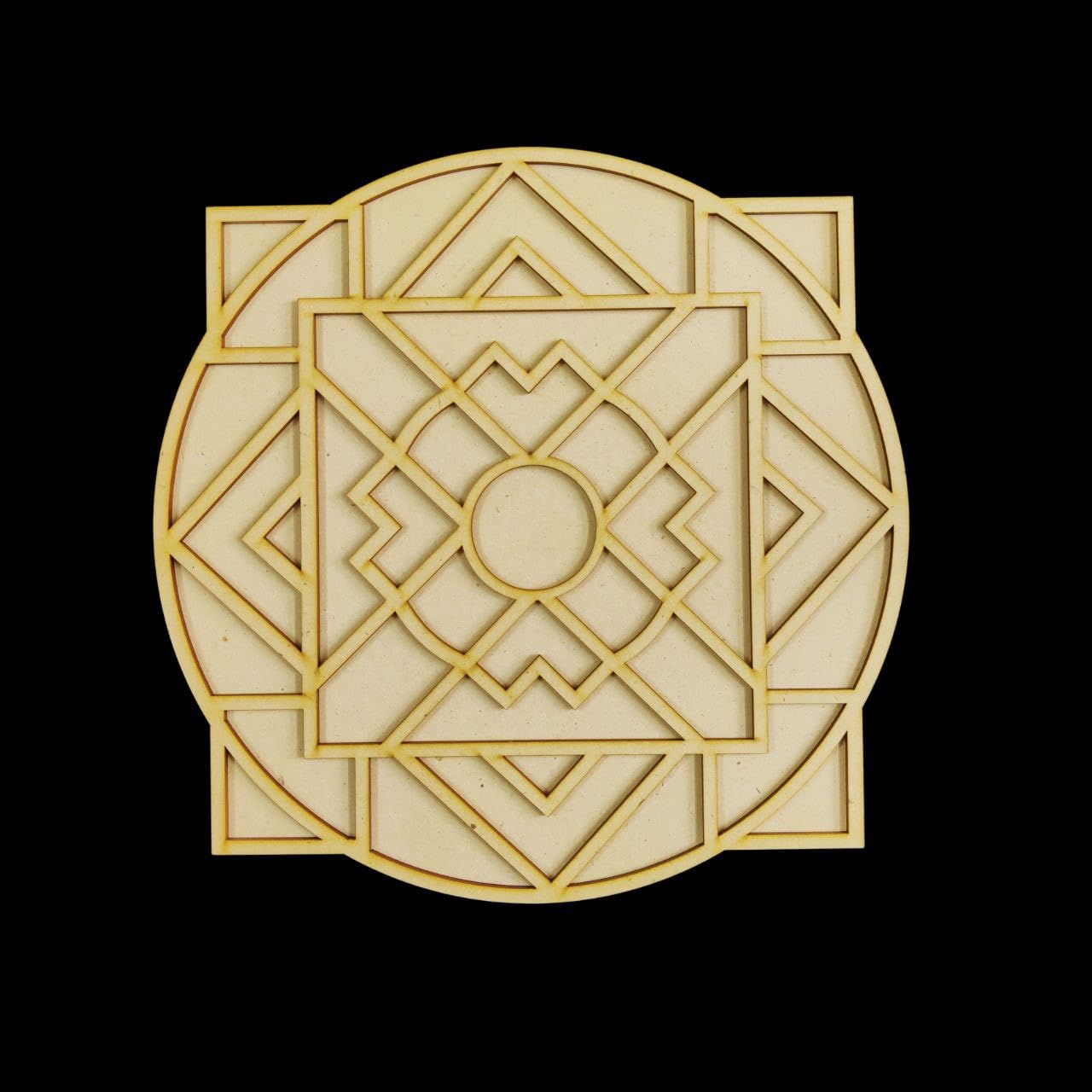 Wooden MDF Home Decor – Layered Rangoli Design (10X10 Inch) | Festive Wall Art | Unfinished Craft Base for Painting & Decoration