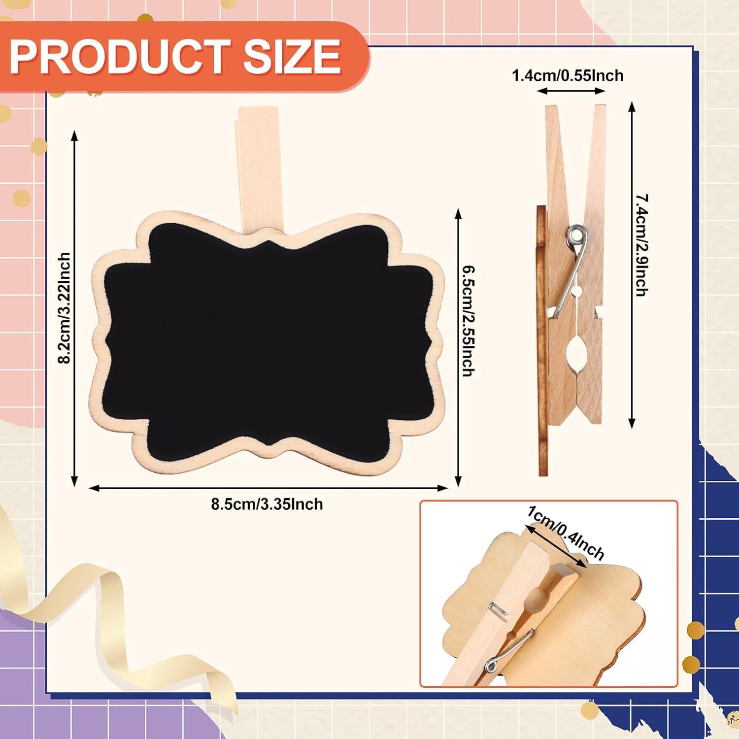 Haoser 12 Mini Retangle Chalkboard Blackboard with Wooden Clip Message Board Signs and Labels Clips - Haoser