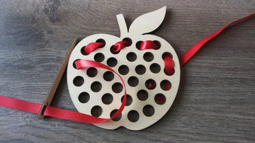 Haoser Wooden Lacing Apple Threading Toys Wood Lace Block Puzzle Shape Travel Game Toys Early Learning Fine Motor Skills Educational Gift for 2 3 4 Years Old Toddlers Baby Kids|Pack of 1 (5 in) - Haoser
