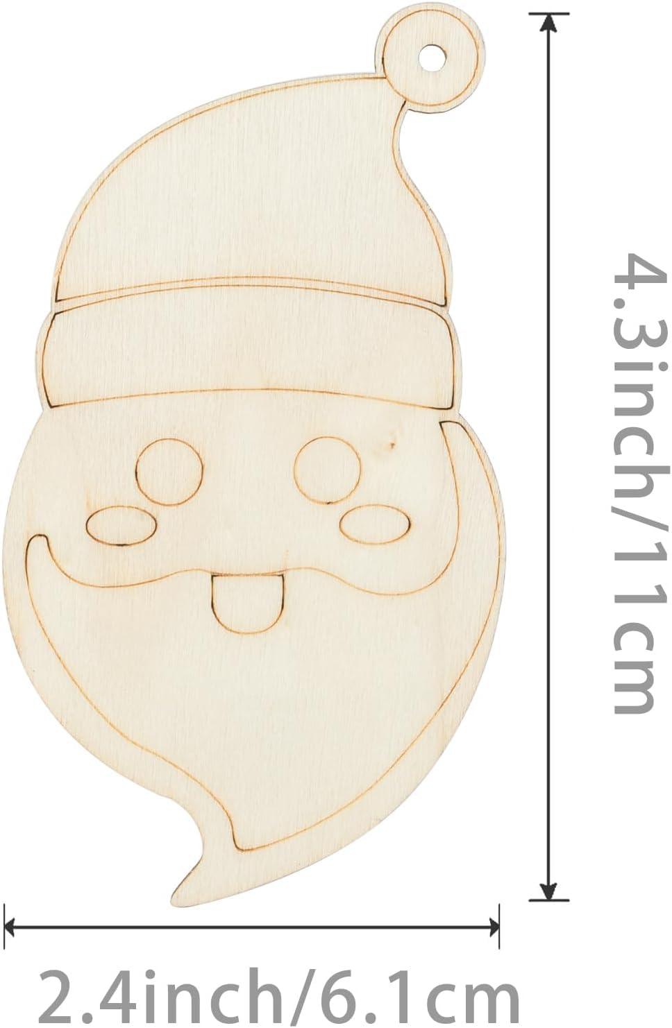 Haoser Christmas Santa Claus Wooden Craft Blank Wood Board Wall Art Unfinished Ornaments for Christmas Wedding Birthday Party Christmas Thanksgiving Day Decoration 12Pcs - Haoser