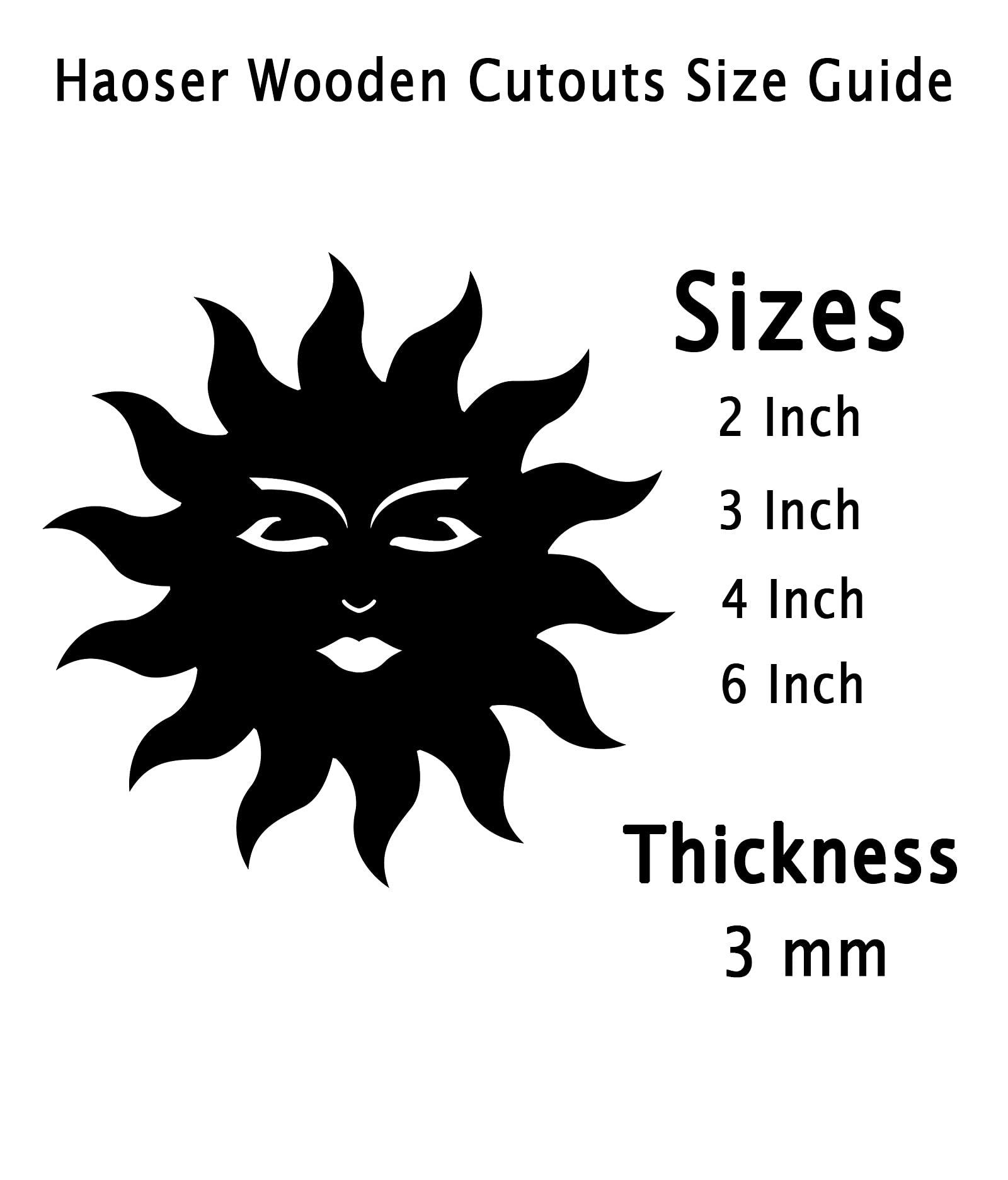 Haoser 3mm Wooden Sun Cutouts for Scrapbooking Arts Crafts DIY Decoration Display Décor - Haoser