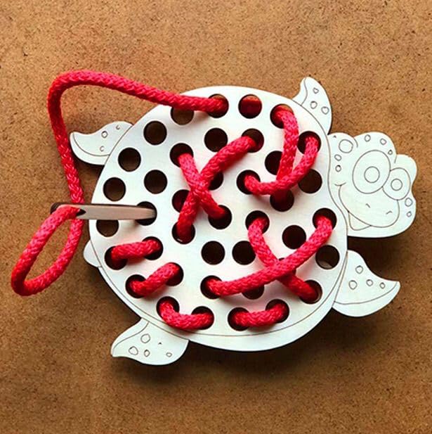 Wooden Lacing Toy for Kids | Montessori Threading Board with Lace | Fine Motor Skills Learning Toy