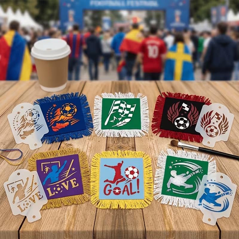 Set of 6 Soccer Theme Reusable Stencil | Football PET Plastic Painting Templates