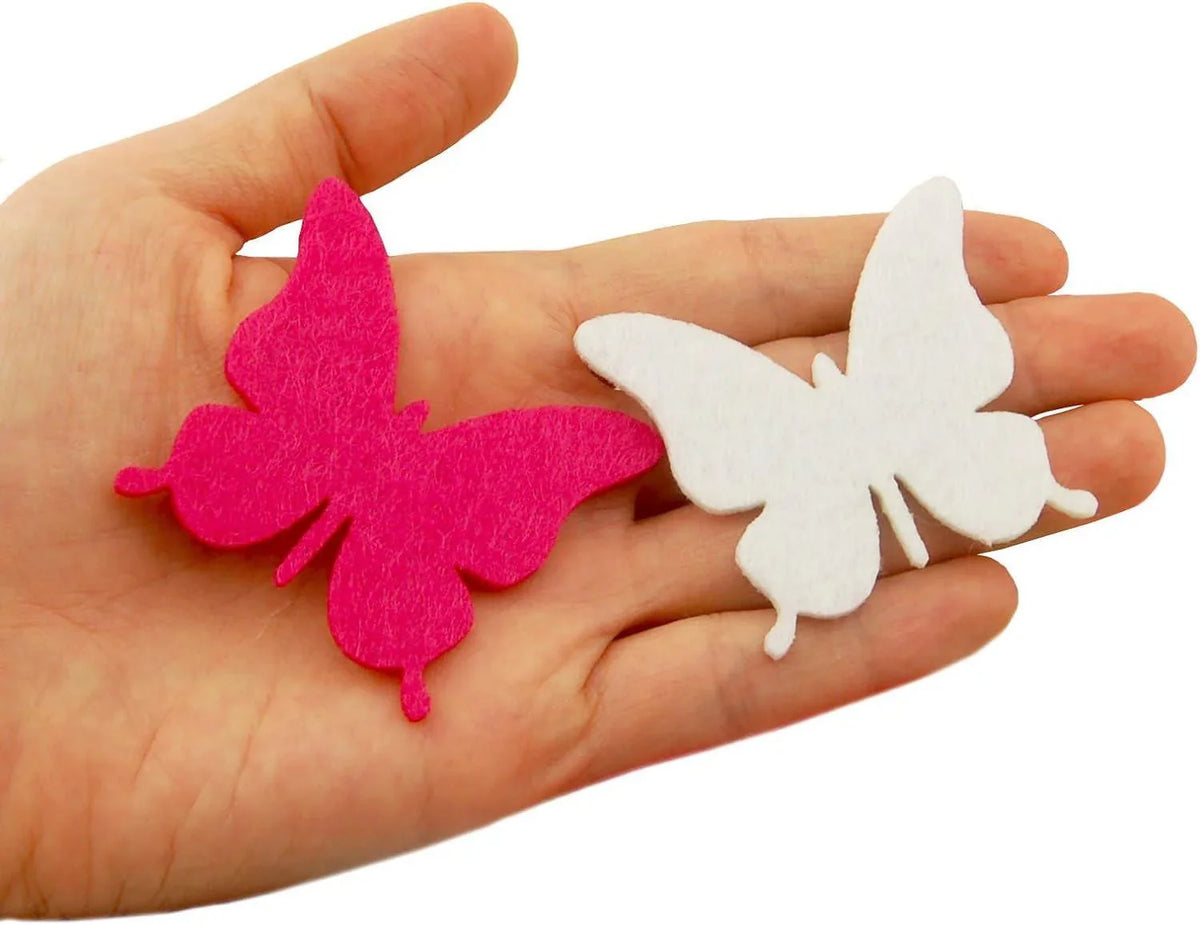 Haoser 50 pcs Colorful Felt Butterfly Die Cut Embellishment, Felt Butterfly - Haoser
